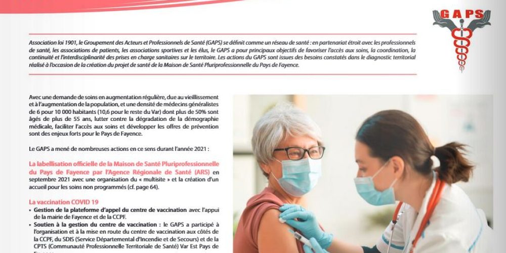 Actions du GAPS dans le rapport d’activité 2021 de la Communauté de Communes